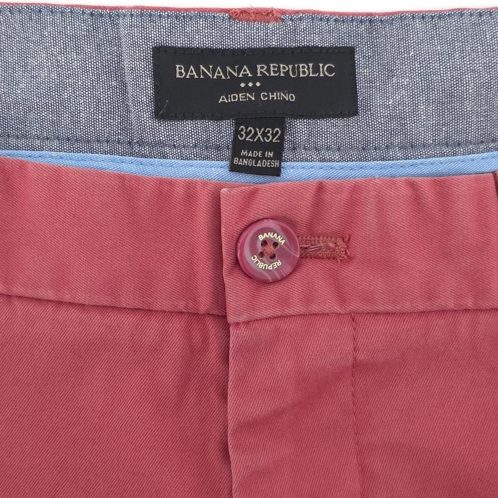 Banana Republic Mens Pants Aiden Chino 32x32 Salmon Pink Slim Fit Casual